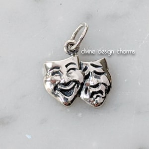 Sterling Silver Theater Mask Charm Comedy and Tragedy