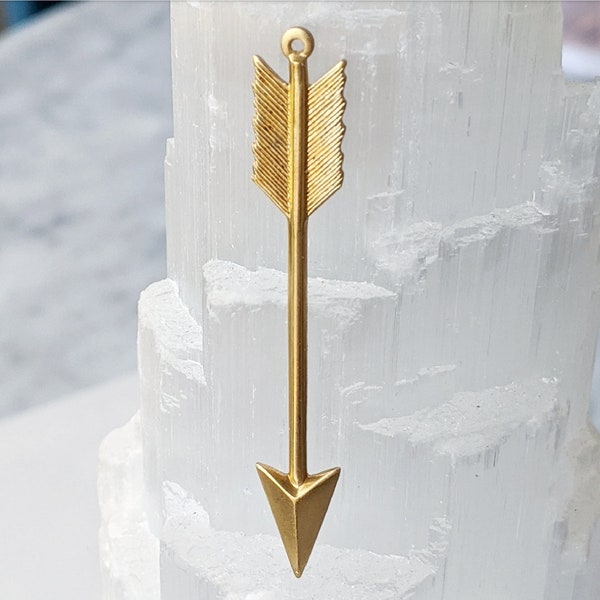 2 PCS Large Raw Brass Arrow Pendant