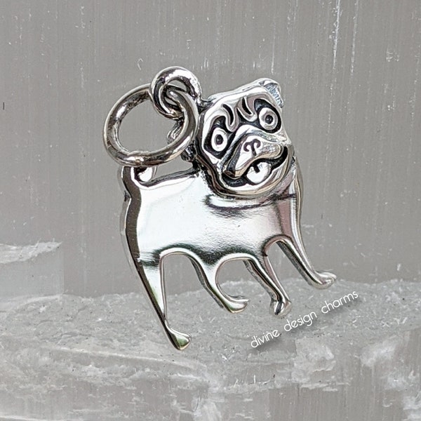 Sterling Silver Pug Dog Charm