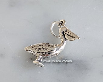 Silver Yellow Plated Pelican Charm 42mm Silver Yellow Plated Pelican Charm 42mm