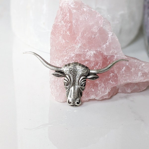 Antique Silver Plated Longhorn Stamping