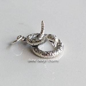 Sterling Silver Rattlesnake Charm, Snake Charm