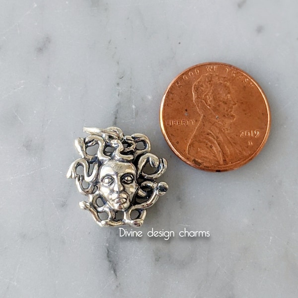 Sterling Silver Medusa Mythological Snake Hair Woman Charm
