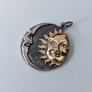 Mixed Metal Sun and Moon Pendant 27x21mm