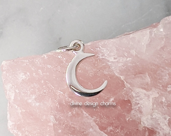 Sterling Silver Tiny Crescent Moon Charm Etsy