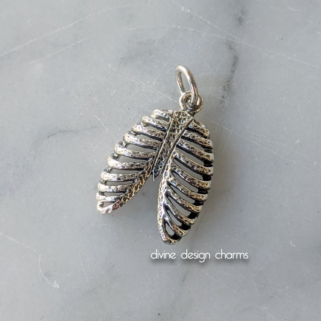 Sterling Silver Skeleton Ribcage Charm - Etsy