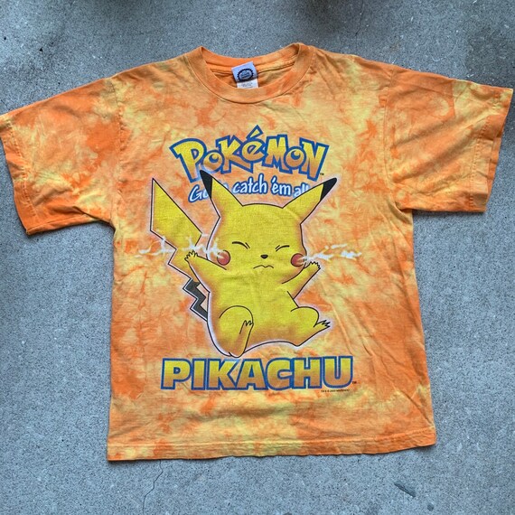 rare 2000 tie dye pokemon tee vintage pikachu oran
