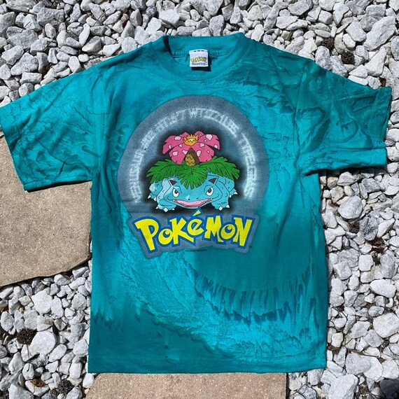 rare vintage 2000 Venusaur Pokemon tie dye tee