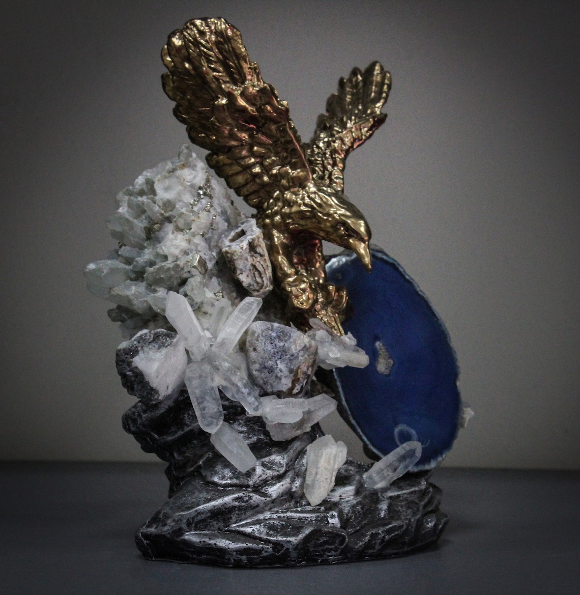 Gilded Sculpture of a Flying Eagle Gift Ideas Symbomgift Etsy