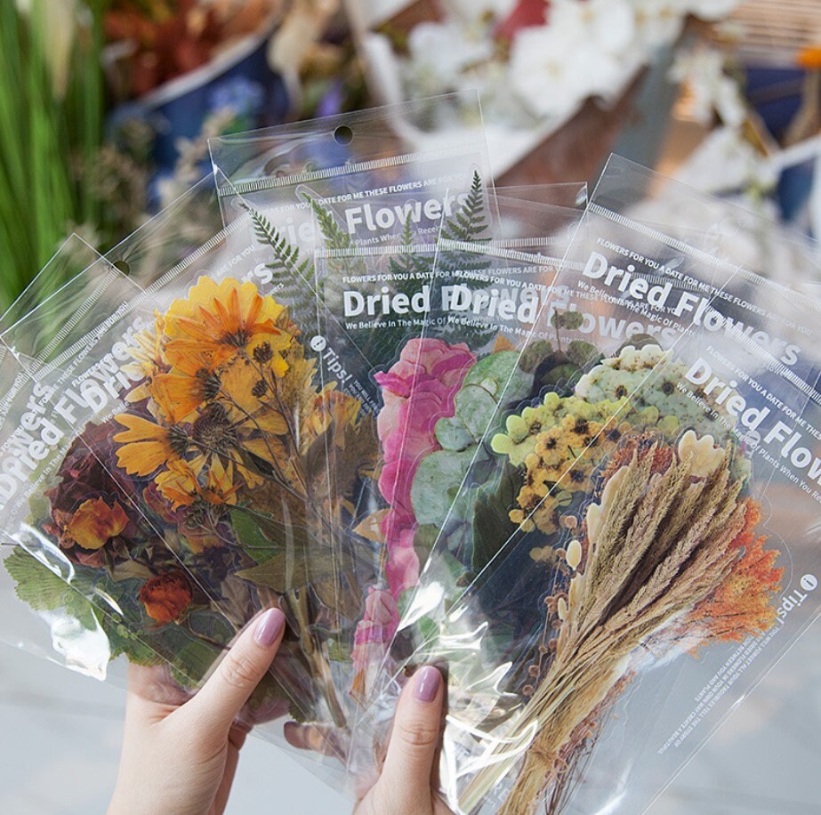 Extra-Large Dried Flowers Clear Stickers Pack, Pressed Flowers,Die-Cu…
