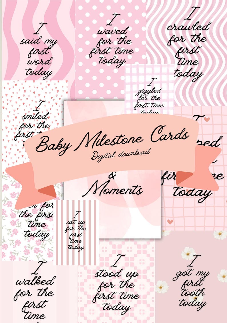 Pink Baby Milestone Cards | Digital Download | A5 & 5"x7" - Etsy