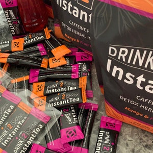 Drink2Shrink Instant Detox Tea ~ (Single Packettes) Mango & Fruit Punch Packettes/Bags