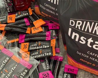 Drink2Shrink Instant Detox Tea ~ (Single Packettes) Mango & Fruit Punch Packettes/Bags