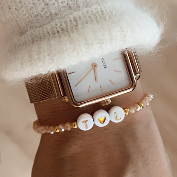 Bracelet personnalisable prénom en perles de cristal - Bracelet mantra - Bracelet date