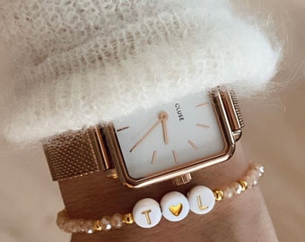 Personalized bracelet with crystal beads - Gift for Godmother, Mother, Birthday, Bachelorette Party - Elastic jewelry