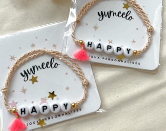 Message bracelet - Personalized jewelry - First name bracelet - Happy / Love / Smile / Mum