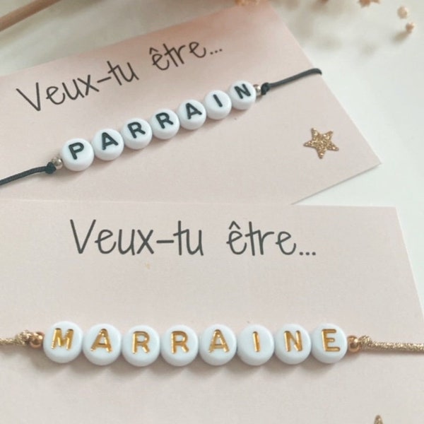 Bracelet annonce Marraine/Parrain - Bracelet marraine - Bracelet Veux-tu être - Annonce témoin mariage - Demande marraine