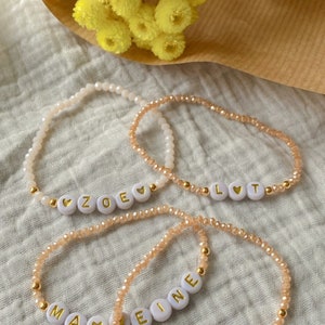 Bracelet personnalisable prénom en perles de cristal Bracelet mantra Bracelet date image 5