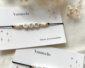 Message bracelet - Personalized jewelry - First name bracelet - Happy / Love / Smile / Mum