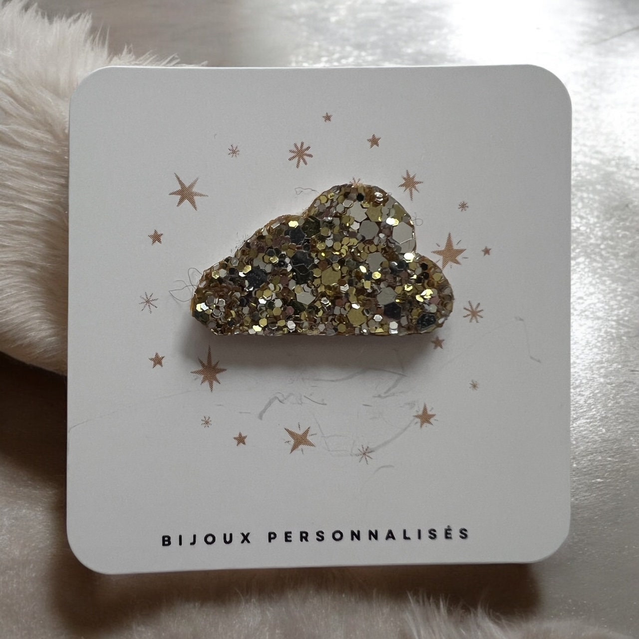 Broche Fantaisie Métal Brillants - Bijou D'occasion à Personnaliser