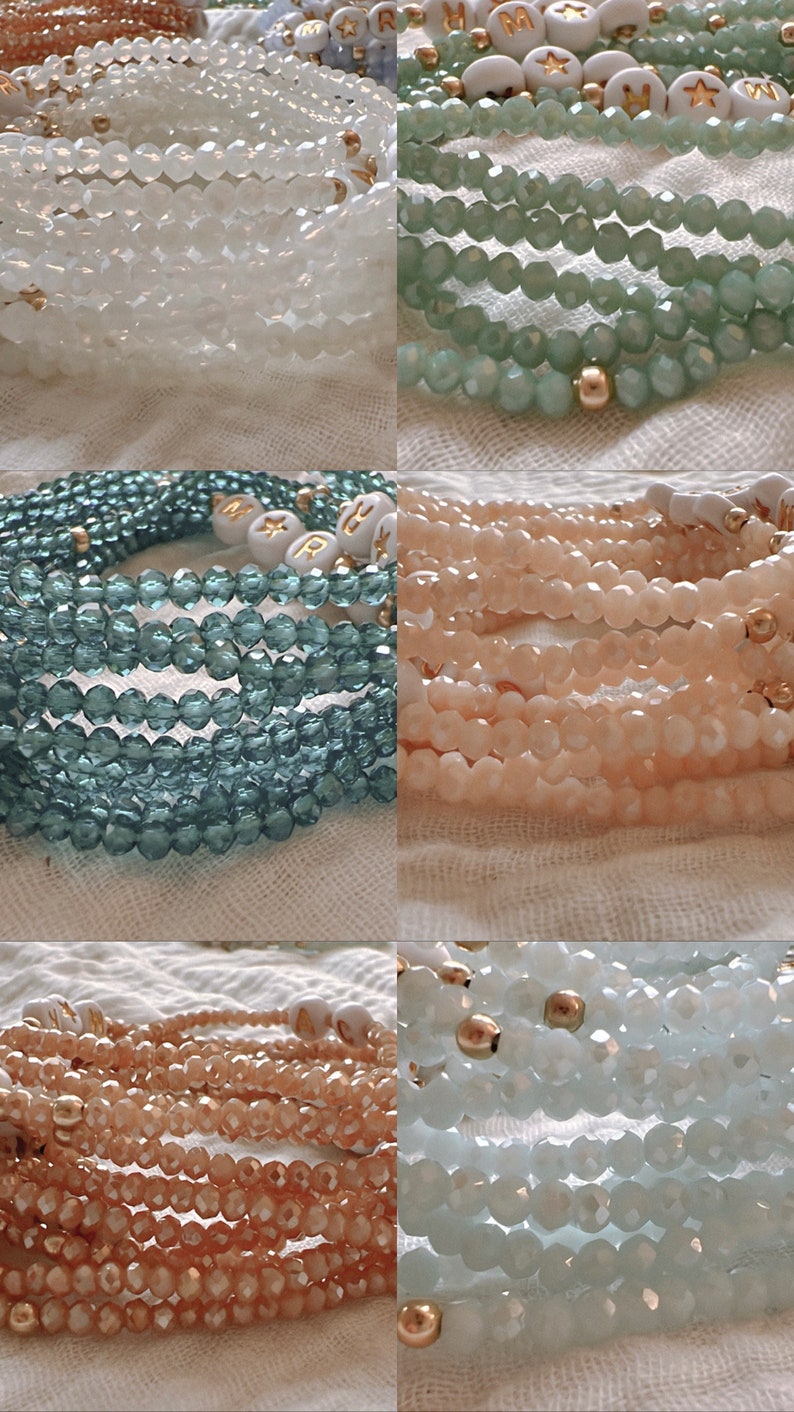 Bracelet personnalisable prénom en perles de cristal Bracelet mantra Bracelet date image 9