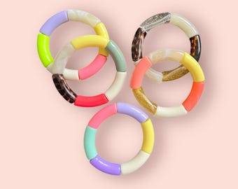 Bracciale a tubo in resina - Bracciale a tubo colorato - Bracciale a tubo con perline in resina