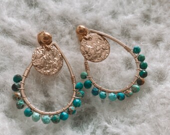 Boucles d'oreilles en perles naturelles - Bijoux en perles turquoise africaine