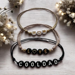 Pulsera con nombre personalizado en cuentas con letras - Pulsera ajustable hecha a mano, regalo de cumpleaños, nacimiento, EVJF, joyería para mujeres, hombres y niños