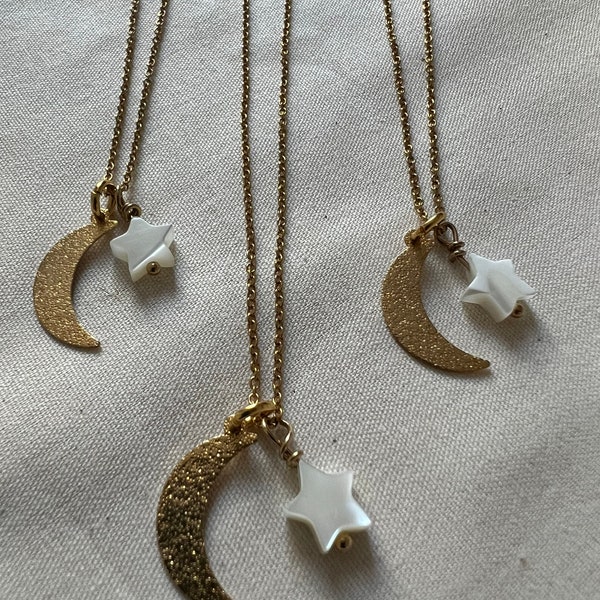 Collier Estrella - Collier breloque lune et étoile