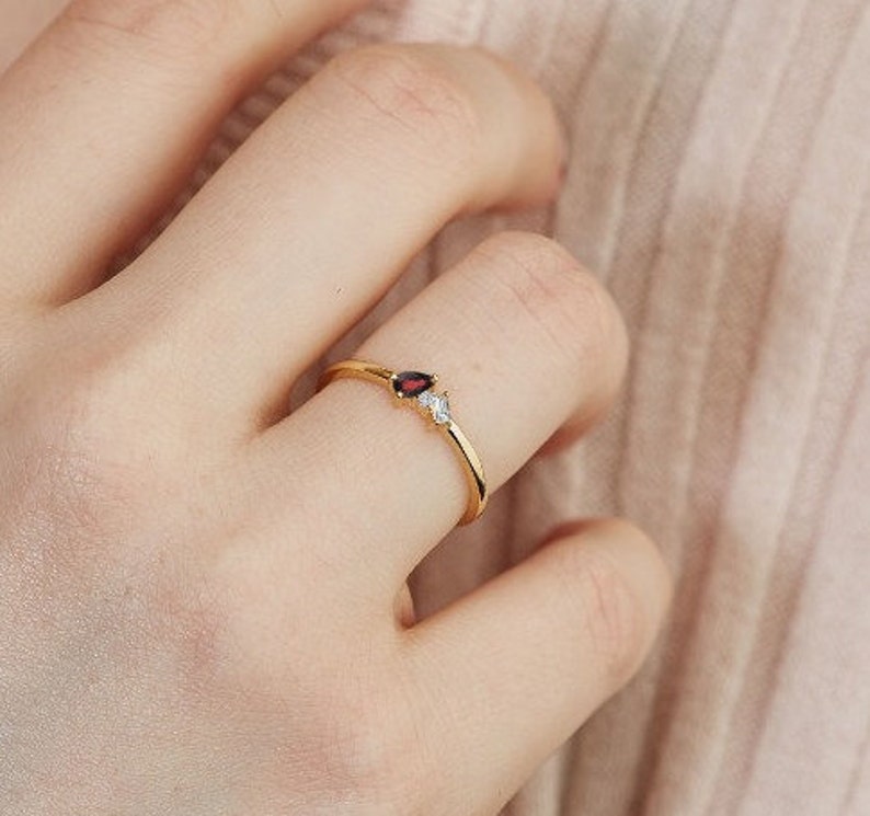 Ruby Ring 14k Natural Ruby and Diamond Ring Natural Ruby Engagement Ring with Side Baguette and Round Diamonds Valentines Gift Ring