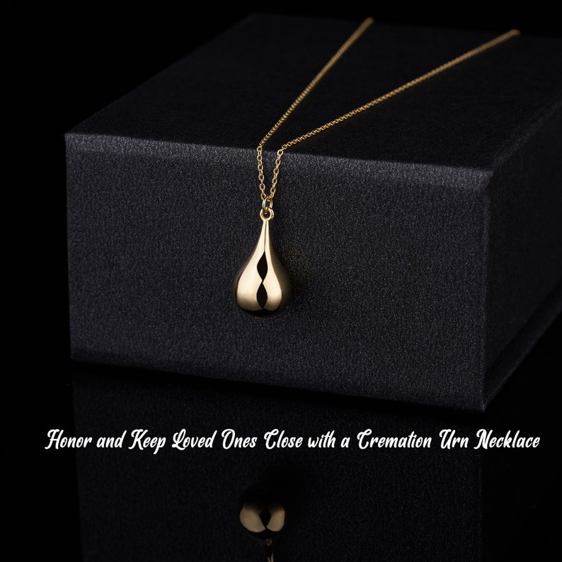 Cremation Urn Necklace 14K Real Gold Tear Drop Dad Mom Baby Etsy