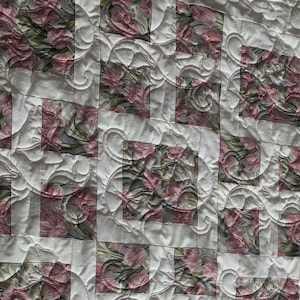 Pink and White Couch Quilt