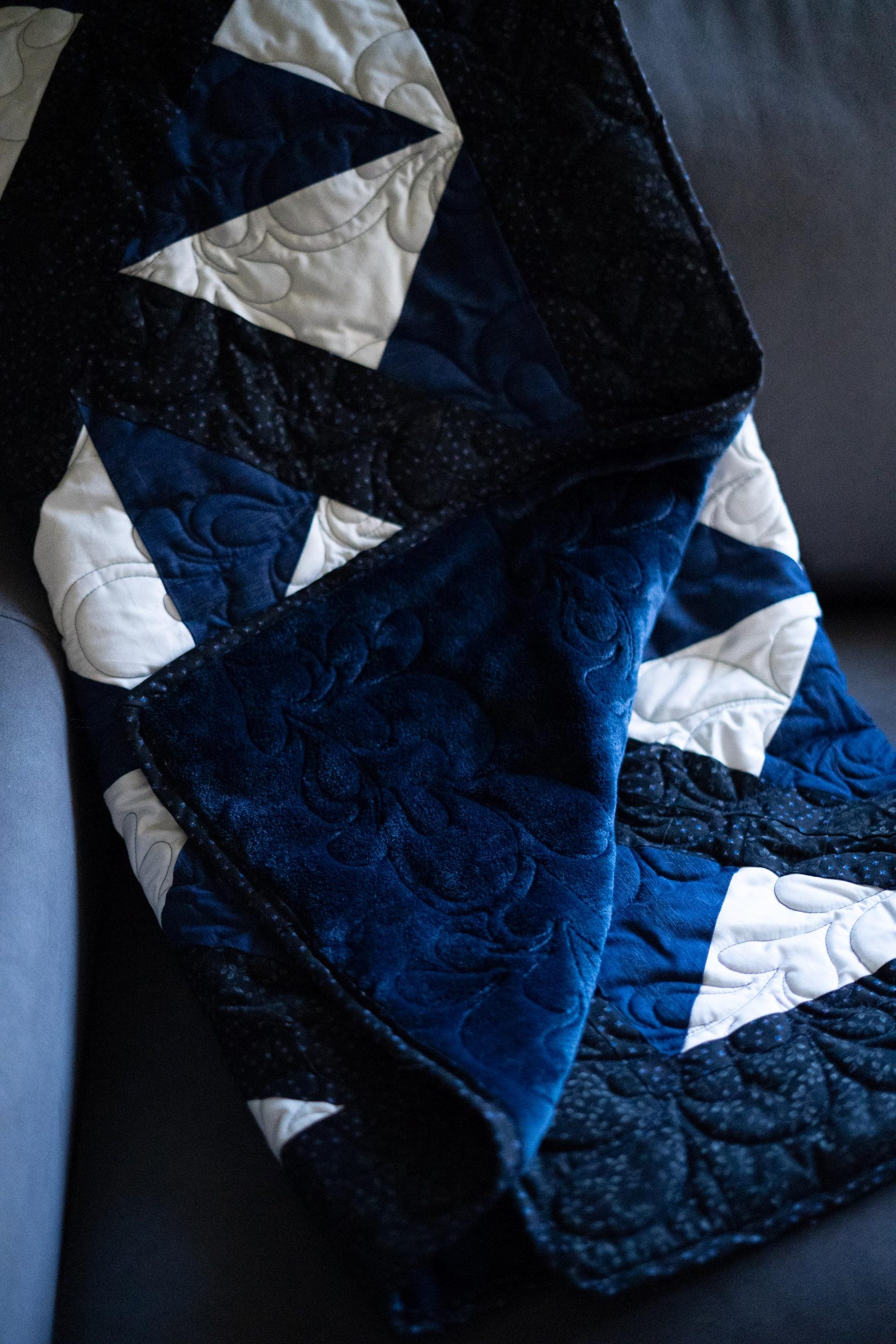 Navy, White and Black Lap Quilt - Etsy