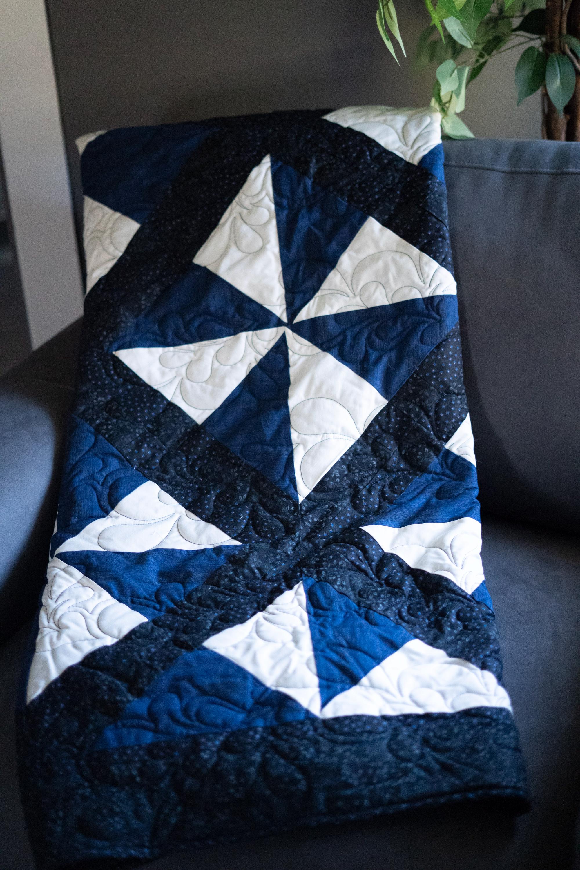 Navy, White and Black Lap Quilt - Etsy