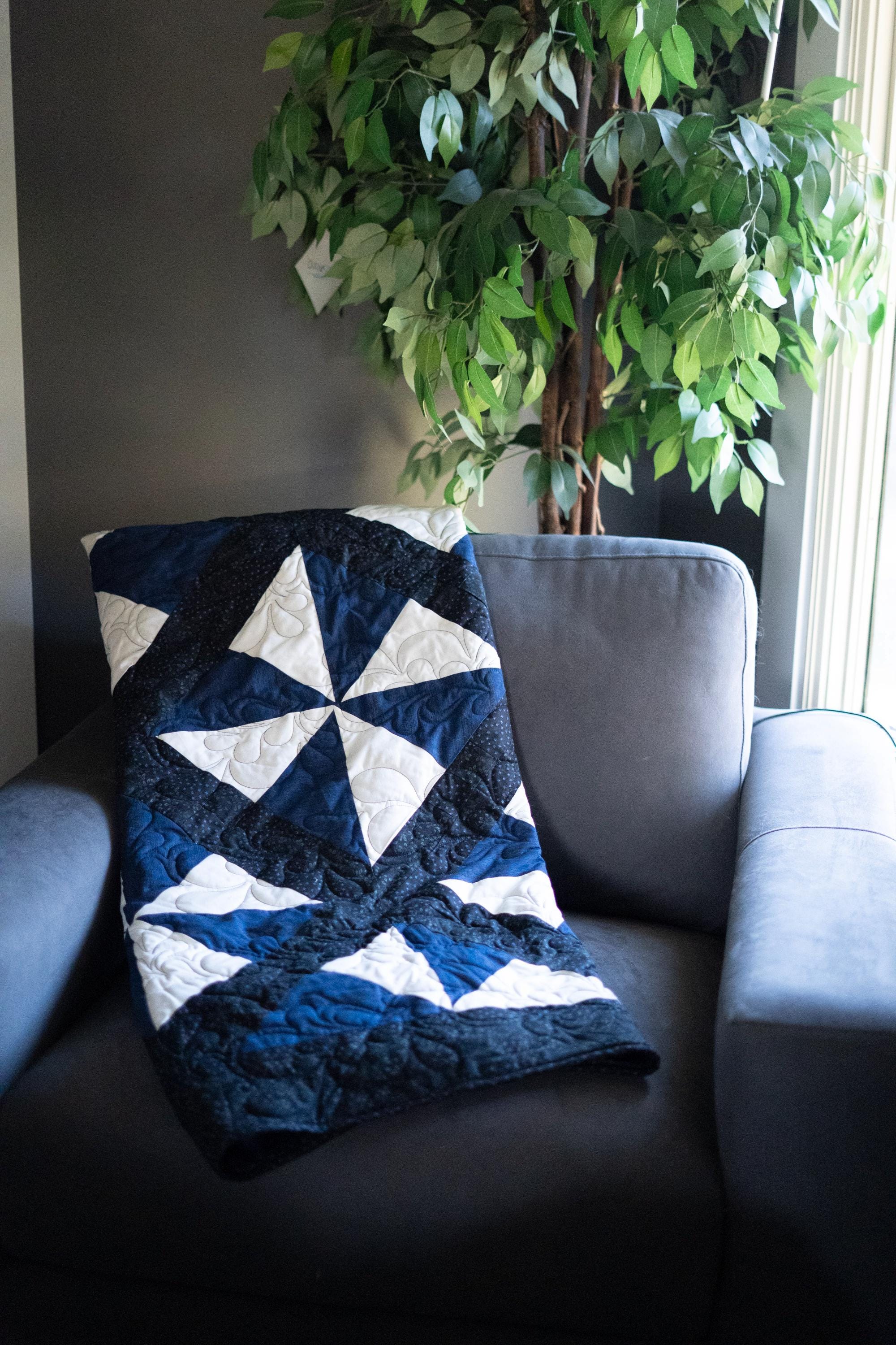 Navy, White and Black Lap Quilt - Etsy