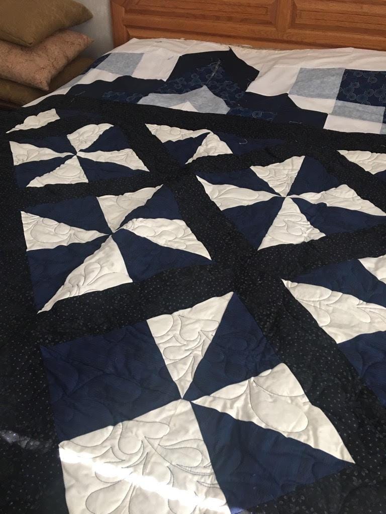 Navy, White and Black Lap Quilt - Etsy