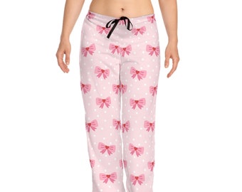 Coquette Pajama Pants: Hearts and Bows Print, Comfy Sleepwear