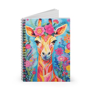 Colorful Giraffe Print Notebook Spiral Bound, Back to School Must-Have! Giraffe Print Notebook, Teacher Life Cute Giraffe Print Notebook