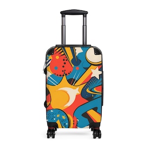 Comic Pop Art Suitcase, Travel Accessories, Abstract Comic Design Suitcase, Pop Art Printed Suitcase, Superhero Comic Pop Suitcase