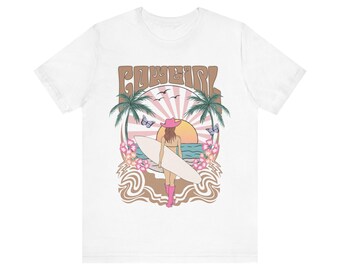 カウガール サーフボード Tシャツ | カウガール サーフィン デザイン