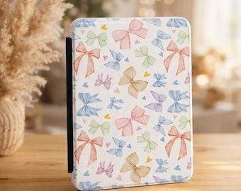 Funda para Kindle con estampado de lazos pastel / Funda protectora con lazos de acuarela
