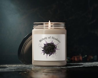 Black Rose Floral Candle Soy Jar, Soft Gothic Florals, Moody Botanical Candle