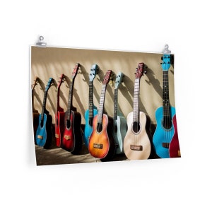 Acoustic Guitar Wall Art: Colorful Guitars Poster