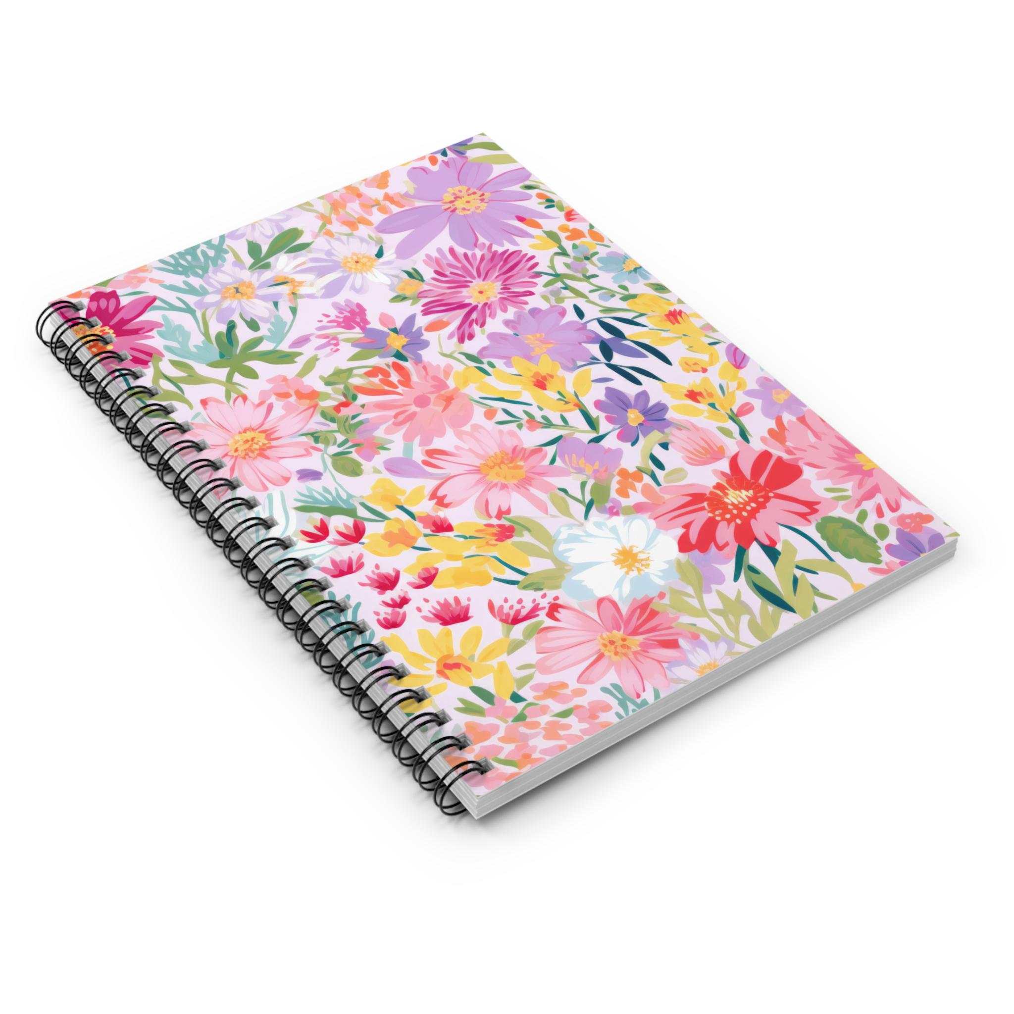 Watercolor Wildflowers Spiral Notebook | Ruled Journal, Floral Pattern ...