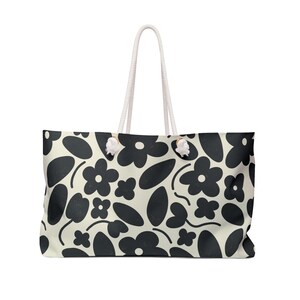 Floral Weekender Bag: Large Travel Tote with Rope Handles
