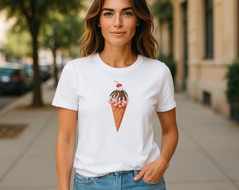 Camiseta con estampado de cono de helado: camiseta unisex de verano