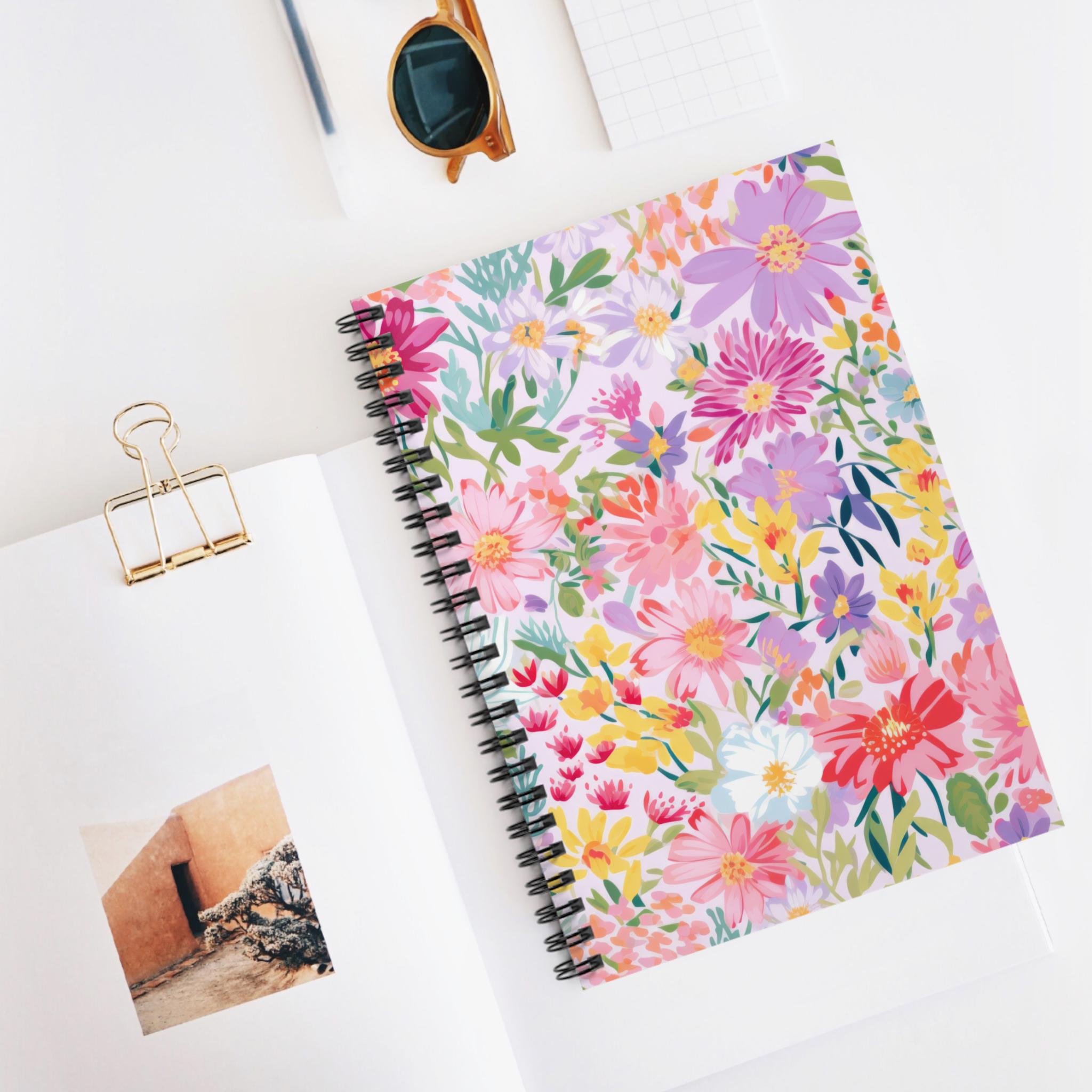 Watercolor Wildflowers Spiral Notebook | Ruled Journal, Floral Pattern ...