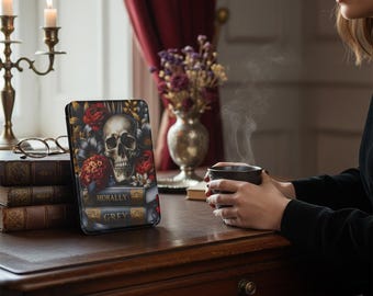 Skull with Red Roses Kindle Case | Morally Grey Book Art