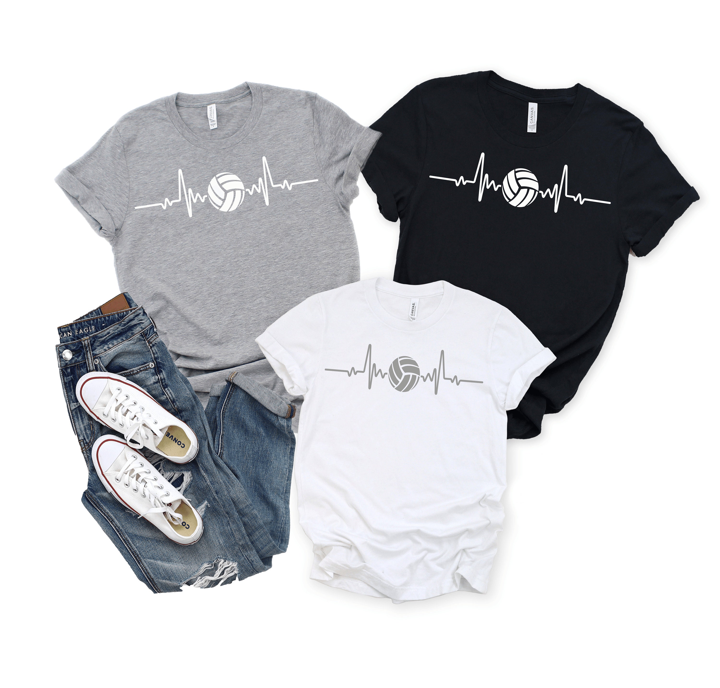 Volleyball Heartbeat Heartbeat Volleyball Volleyball Shirt Etsy