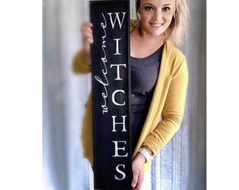 Welcome Witches Halloween Porch Door Sign | Halloween Decor | Fall Decor | Door Sign | Hallowen Porch Sign | Fall Rustic Farmhouse Sign
